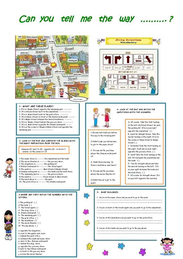 GIVING DIRECTIONS Worksheet Preview